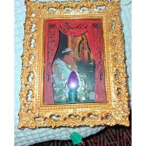Vintage Pope John Paul II & Our Lady Of Guadalupe Lighted Wall Picture Frame